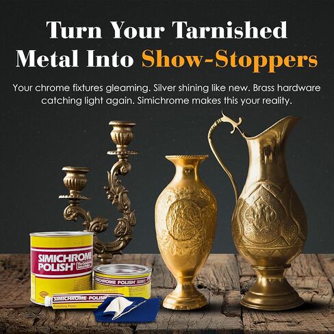 علبة تلميع جميع المعادن من مجموعة Rosenthal Simichrome مع قطعة قماش تلميع من الكروم وتلميع المعادن 250 جرام (علبة 250 جرام مع قطعة قماش واحدة) in Kuwait