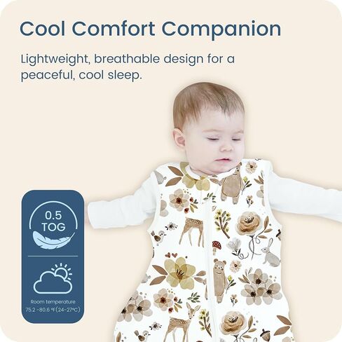 TOTBASIC Toddler Sleep Sack 0.5 TOG, Wearable Blanket Baby Sleeping Bag 2t-4t with 2-way Safe Zipper, Ultra Soft All Season Sleepsacks, Forest Whimsy, 2 Pack in Saudi Arabia