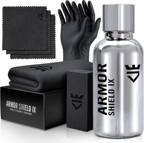 Avalonking Armor Shield IX DIY Coating Coating للسيارات | مجموعة تفاصيل السيارة لللمعان والحماية | 82 ٪ محتوى نشط | مانعة للتسلية | سهل الاستخدام | شفاف | 30 مل in Saudi Arabia