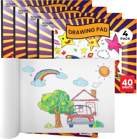 Drawing Pad for Kids, Drawing Pad, Sketch Pad, Sketch Book, Sketchbook for Drawing, Art Sketchbook, Toddler Drawing Pad, 9 x 12, 40 Sheets (4) in Kuwait