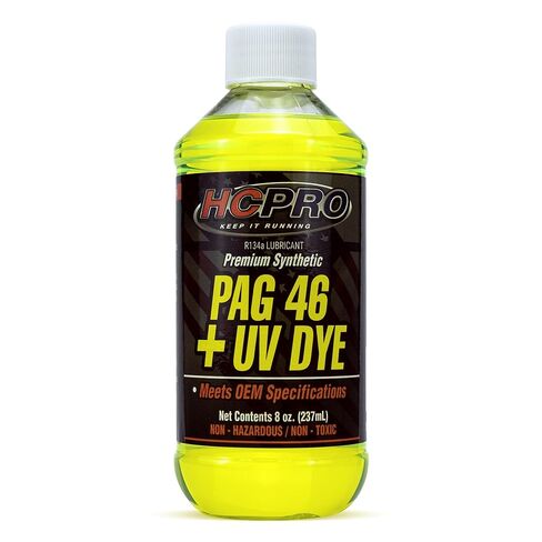HCPRO HCP46UV8 PAG 46 اللزوجة بالإضافة إلى زيوت تشحيم صبغة الأشعة فوق البنفسجية-8 أوقية (حزمة من 1) ، زيت عالي الأداء لأنظمة A/C التلقائية ، واكتشاف التسرب وحماية الضاغط ، متوافق مع أنظمة A/C الشائعة in Saudi Arabia