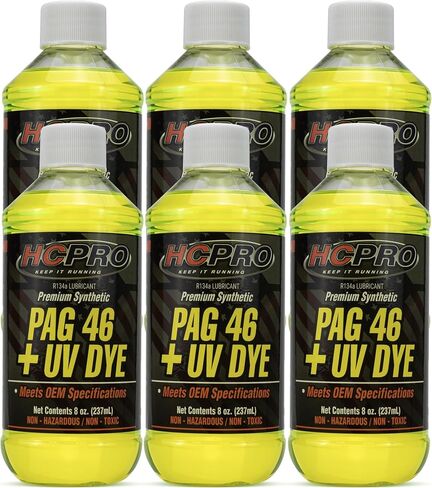 HCPRO HCP46UV8 PAG 46 اللزوجة بالإضافة إلى زيوت تشحيم صبغة الأشعة فوق البنفسجية-8 أوقية (حزمة من 1) ، زيت عالي الأداء لأنظمة A/C التلقائية ، واكتشاف التسرب وحماية الضاغط ، متوافق مع أنظمة A/C الشائعة in Saudi Arabia