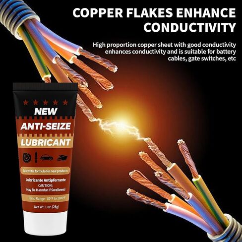 Copper Anti-Seize Brake Caliper Grease & Thread Lubricant - High Temp Copper Antiseize Compound Prevents Noise, Seizes - Use for Brake Pins, Bolts, Spark Plugs, Automotive Application - 1oz Tube 1Pack in Saudi Arabia