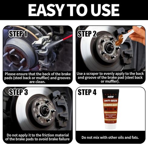 Copper Anti-Seize Brake Caliper Grease & Thread Lubricant - High Temp Copper Antiseize Compound Prevents Noise, Seizes - Use for Brake Pins, Bolts, Spark Plugs, Automotive Application - 1oz Tube 1Pack in Saudi Arabia