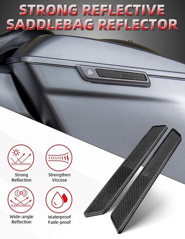 Amazicha Black Reflectors Hard Saddle Bag Latch Cover Reflectors Compatible for Harley Touring Street Glide Electra Glide Road Glide Road King 2014-2024 in Saudi Arabia