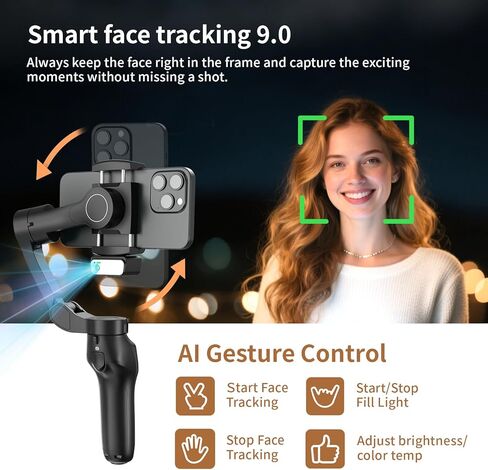 L7C Pro KIT، مثبت انحراف لـ TikTokers/Youtuber، انحراف للهاتف المحمول مع تتبع نشط بالذكاء الاصطناعي المغناطيسي، مثبت هاتف قابل للطي لتسجيل الفيديو، لهواتف iPhone وAndroid، مجموعة مدونات الفيديو in Kuwait