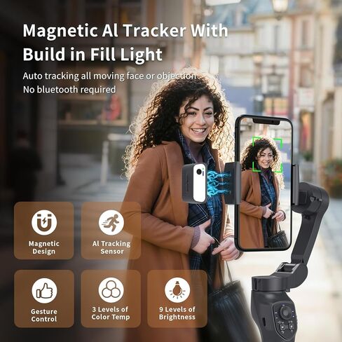 L7C Pro KIT، مثبت انحراف لـ TikTokers/Youtuber، انحراف للهاتف المحمول مع تتبع نشط بالذكاء الاصطناعي المغناطيسي، مثبت هاتف قابل للطي لتسجيل الفيديو، لهواتف iPhone وAndroid، مجموعة مدونات الفيديو in Kuwait