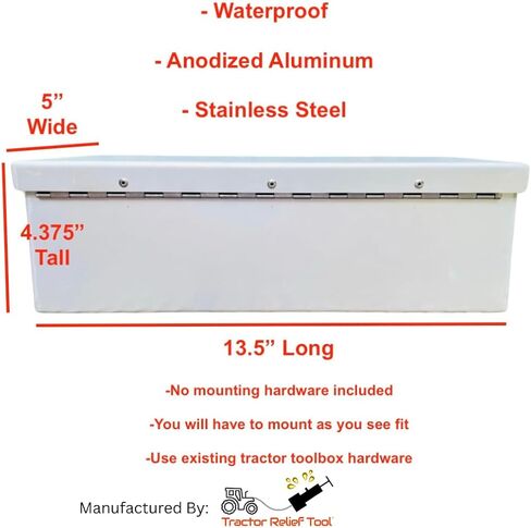 Weatherproof Anodized Aluminum Tractor Tool Box for Kubota, John Deere, Modern Tractors - Universal Fit by Tractor Relief Tool™ in Saudi Arabia