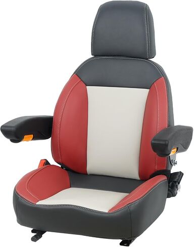 Universal Tractor Seat, Forklift Seat with Seatbelt and Adjustable Backrest Headrest Armrests for Boat Excavator Harvester Loader Backhoe Dozer Telehandler(Black) in Saudi Arabia