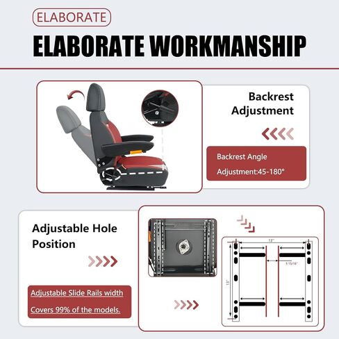 Universal Tractor Seat, Forklift Seat with Seatbelt and Adjustable Backrest Headrest Armrests for Boat Excavator Harvester Loader Backhoe Dozer Telehandler(Black) in Saudi Arabia