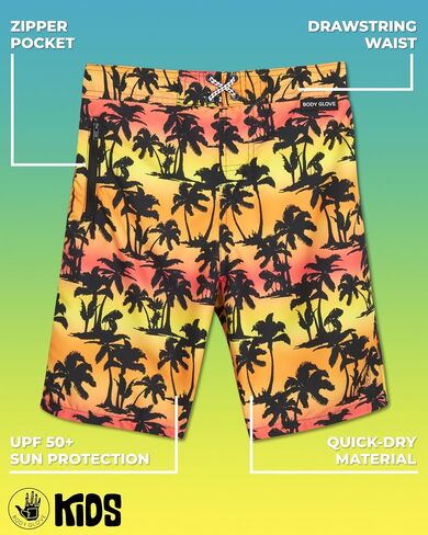 Body Glove Boys' Board Shorts - UPF 50+ Quick Dry Bathing Suit Swim Trunk (Size 8-18), Size 8, Blue Green Swirls in Saudi Arabia