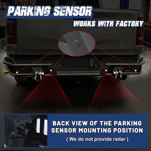 19-24 Ram Rear Step Bumper Compatible with 2019 2020 2021 2022 2023 2024 Dodge Ram 1500 Pickup Trucks (Exclude Ram 1500 Classic), Heavy Duty Steel Offroad Back Bumper with LED Lights & D-ring in Saudi Arabia