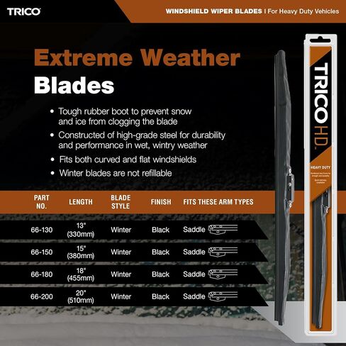 TRICO 66-130 66 Series شفرة الشتاء الشتوية للخدمة الشتوية للزجاج الأمامي المنحني أو المسطح ، 13 "(حزمة 1) in Saudi Arabia