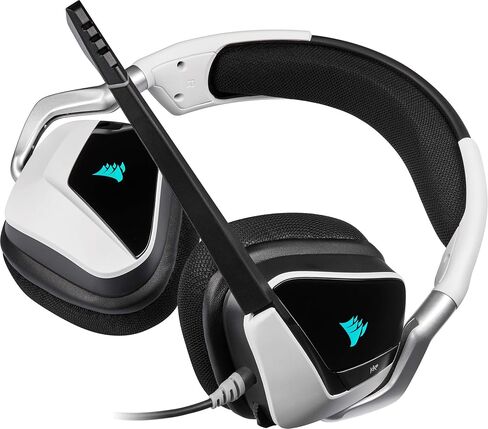 سماعة الألعاب اللاسلكية Corsair Void Pro RGB (إضاءة RGB قابلة للتخصيص، زمن استجابة منخفض 2.4 جيجا هرتز لاسلكي، صوت محيطي 7.1 دولبي، ميكروفون أحادي الاتجاه محسّن) - أبيض in Saudi Arabia