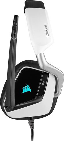 سماعة الألعاب اللاسلكية Corsair Void Pro RGB (إضاءة RGB قابلة للتخصيص، زمن استجابة منخفض 2.4 جيجا هرتز لاسلكي، صوت محيطي 7.1 دولبي، ميكروفون أحادي الاتجاه محسّن) - أبيض in Saudi Arabia