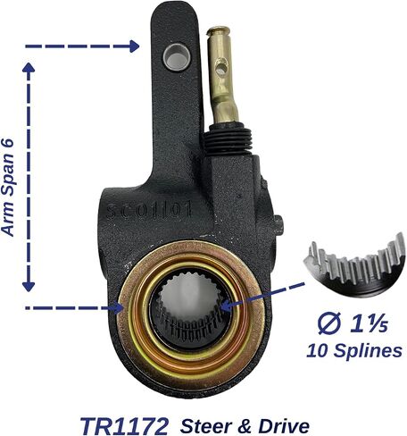 TORQUE 2 Pack of AS1172 Automatic Brake Slack Adjuster 1.5" Diameter, 28 Spline Teeth 5.5" Lever for Welded Clevis (Replaces Accuride Mack Freightliner Volvo 1172 25QD419P2 SA11902) (2 x TR1172) in Saudi Arabia