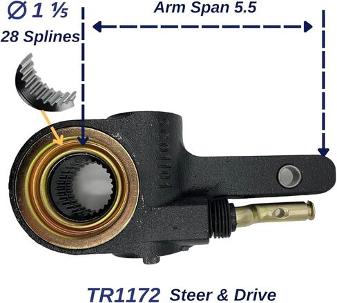 عزم الدوران 2 حزمة من AS1172 ضابط سلاك الفرامل التلقائي 1.5 "قطر ، 28 أسنان شريحة 5.5" رافعة ل Clevis اللحام (استبدال الدقة Mack Freightliner Volvo 1172 25qd419p2 SA11902) (2 X Tr1172) in Kuwait