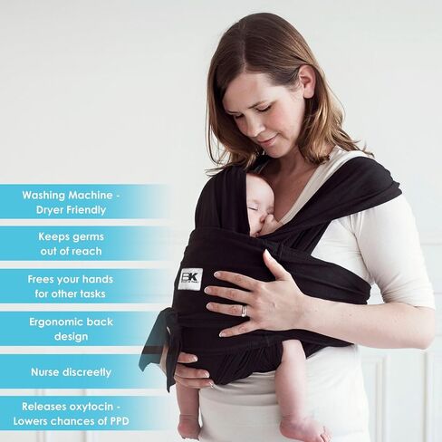 Baby K'tan Original Baby Wrap Carrier, Infant and Child Sling - Simple Wrap Holder for Babywearing - No Rings or Buckles - Carry Newborn up to 35 lbs, Heather Grey, Women 6-8 (Small), Men 37-38 in Kuwait