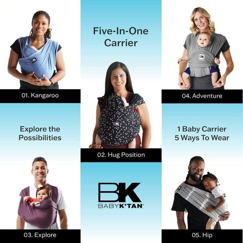 Baby K'tan Original Baby Wrap Carrier, Infant and Child Sling - Simple Wrap Holder for Babywearing - No Rings or Buckles - Carry Newborn up to 35 lbs, Heather Grey, Women 6-8 (Small), Men 37-38 in Kuwait