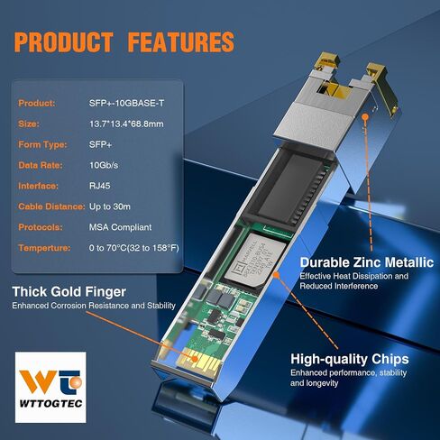 1000BASE-T SFP Transceiver, 1.25G SFP to RJ45, Copper SFP to Ethernet Module for Cisco SFP-GE-T, Meraki, Fortinet, Ubiquiti UniFi UF-RJ45-1G, D-Link, Supermicro, Netgear, TP-Link and More in Saudi Arabia