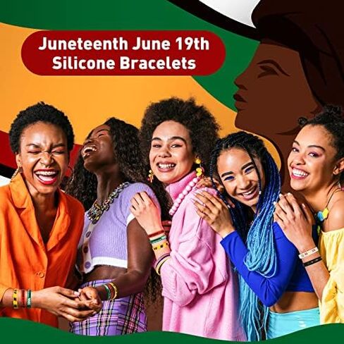 Liliful Happy Juneteenth Silicone Wristbands Juneteenth Party Supplies Juneteenth Freedom Day Rubber Bracelets June 19th 1865 Silicone Wristbands for Black American Gifts in Saudi Arabia
