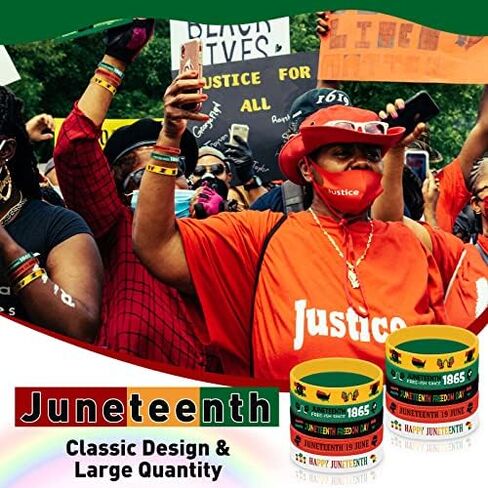 Liliful Happy Juneteenth Silicone Wristbands Juneteenth Party Supplies Juneteenth Freedom Day Rubber Bracelets June 19th 1865 Silicone Wristbands for Black American Gifts in Saudi Arabia