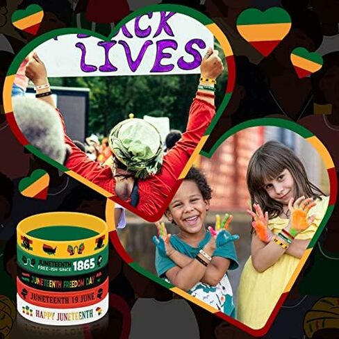 Liliful Happy Juneteenth Silicone Wristbands Juneteenth Party Supplies Juneteenth Freedom Day Rubber Bracelets June 19th 1865 Silicone Wristbands for Black American Gifts in Saudi Arabia