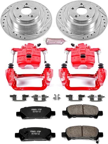 Power Stop KC3124 1-Click Performance Brake Kit مع الفرجار لـ Subaru Baja 2003-2006 ، Subaru Legacy 2000-2004 ، Subaru Outback 2000-2004 [نموذج محدد] in Saudi Arabia