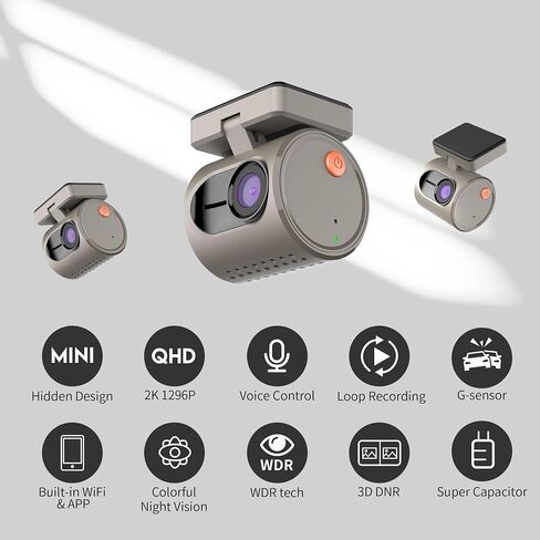Tiny Dash Cam, KAWA 1296P QHD Mini Car Camera Dash Cam - Voice Control, WDR/3D DNR with Super Night Vision, 24H Parking Monitoring and G-sensor, 2024 New Dash Cam, MINI 3 in Saudi Arabia