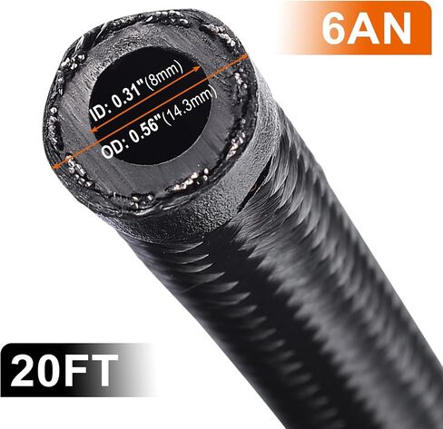 yaegoo 3/8 6AN 20ft Line Line Kit ، Nylon Stafless Steel Line Line Line Kit Kit With 10pcs Dwivel Adapter in Kuwait