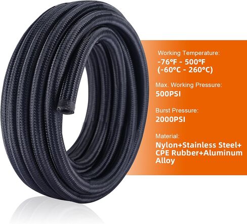 yaegoo 3/8 6AN 20ft Line Line Kit ، Nylon Stafless Steel Line Line Line Kit Kit With 10pcs Dwivel Adapter in Kuwait