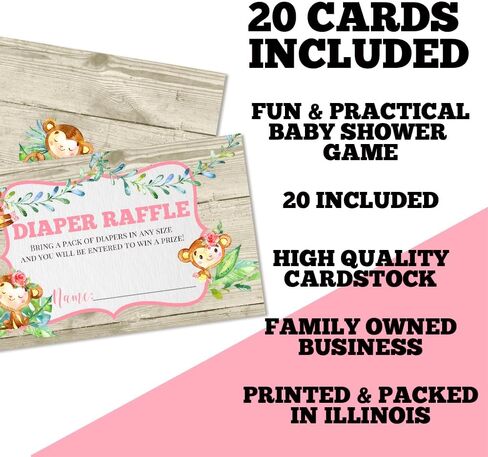 Amanda Creation Watercolor Dahlia Floral Giraffe Diaper Raffle Tickets for Girl Baby Showers, 20 2" X 3" Double Sided Insert Cards for Games, Bring a Pack of Diapers to Win Favors & Prizes! in Kuwait