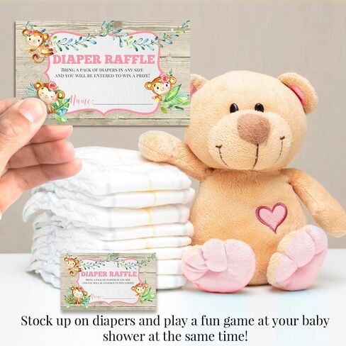 Amanda Creation Watercolor Dahlia Floral Giraffe Diaper Raffle Tickets for Girl Baby Showers, 20 2" X 3" Double Sided Insert Cards for Games, Bring a Pack of Diapers to Win Favors & Prizes! in Kuwait