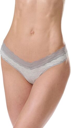 Tommy Hilfiger Women's 3pk Cotton Logo Lace Trim V Thong in Saudi Arabia