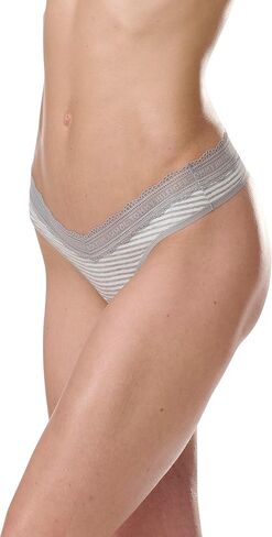 Tommy Hilfiger Women's 3pk Cotton Logo Lace Trim V Thong in Saudi Arabia