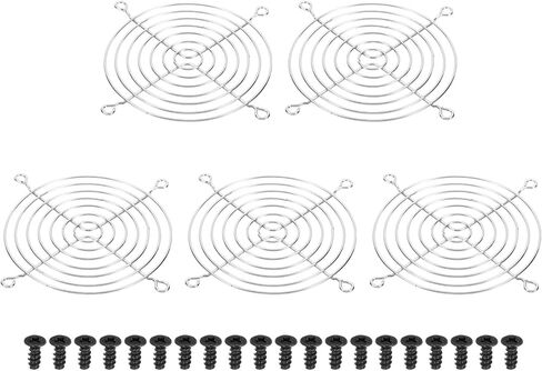 PATIKIL 78mm Fan Filter Grill with Screws, 5 Pack Chrome Plated Iron Frame Ventilator Grill Protector Mesh Dustproof Case Cover for Computer, Fan, Silver Tone in Saudi Arabia