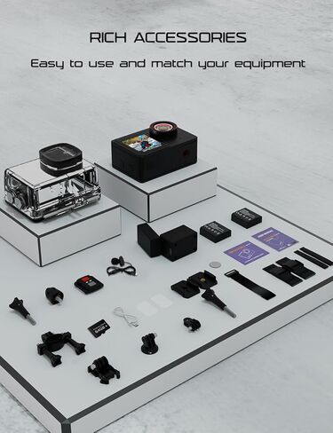 Apexcam Action Camera 4K/60FPS with 64GB SD Card,131FT Waterproof Underwater Camera 48MP Sports Camera WiFi Touch Screen Helmet Camera with External Mic, Remote Control,Mounting Accessories Kit in Kuwait