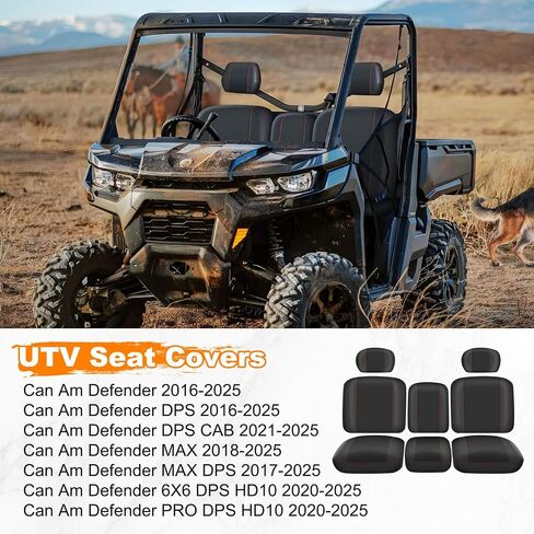 غطاء مقعد UTV لـ Can Am Defender MAX 2018-2025/MAX DPS 2017-2025 أغطية مقاعد منقسمة شديدة التحمل 1680D مقاومة للماء UTV مجموعة أغطية مقاعد (14 قطعة) in Saudi Arabia