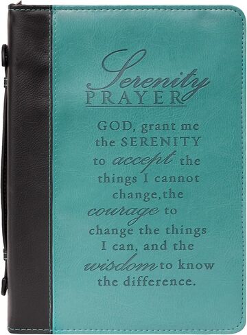 Christian Art Gifts Women's Fashion Bible Cover Serenity Prayer, Aqua/Black Faux Leather, Large in Saudi Arabia