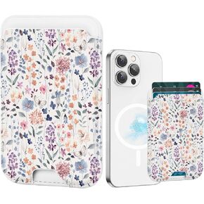 for Magsafe Wallet, Magnetic Wallet Card Holder for iPhone 15/14/13/12 Pro/Max/Plus/Mini Case, Leather Strong Magnet Phone Wallet Cute Design Credit Card Fit 3 Cards, Black Daisy in Kuwait