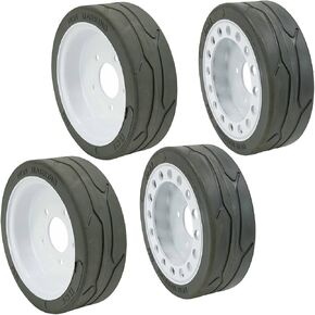 Mytee Products (4 Set) SkyJack 158436, 158437, Scissor Lift Tires 12 x 4, Plain, Brake- Model # SJIII3219, SJIII3015, SJIII3215, SJIII3019 | Non-Marking Wheel Assembly