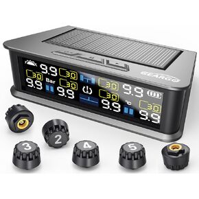 نظام مراقبة ضغط إطارات Geargo RV (TPMS) - يعمل بالطاقة الشمسية مع 6 مستشعرات و 6 أوضاع إنذار ، 2025 شاشة LCD ملونة محدثة ، 9.9bar/144psi ، ل RV/Trailer/Truck/Sedan in Kuwait