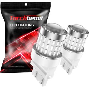 Torchbeam Upgraded 3157 LED Reverse Light Bulbs 6000K White - Super Bright 3000LM Backup Brake Tail Lights, 3156 4157 3057 3457 4114 Replacement Bulbs with HD Projector, DRL Parking Lights (2 Pcs)