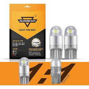 Auxbeam 194 T10 LED Bulbs Amber Yellow, Non-Polarity Extremely Bright 168 W5W Car Interior Lights, T10 Replacement Bulb for License Plate lights, Dome Map Light, Dashboard Lights, 2 PCS