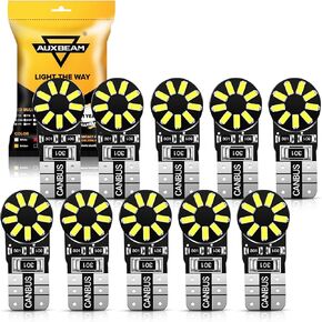 Auxbeam 194 LED Bulbs 10 PCS, Super Bright 6000K White 168 2825 T10 W5W 18-SMD LED Light Bulbs for License Plate Lights Interior Lights Dome Map Light
