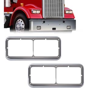 Headlight Bezel Compatible with Kenworth T400 T600 T800 W900 K100 C500 Peterbilt 378 379 Western Star 4900 Freightliner FLD Classic XL Driver and Passenger Side