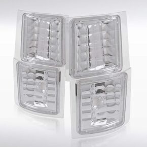 Autozensation Compatible with Chevy C/K C10 1500 2500 3500 1994-1998, Chrome Housing Clear Lens 4 PC Corner Lights in Kuwait