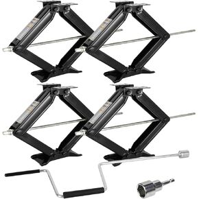 WEIZE Set of 4 Camper RV Trailer Stabilizer Leveling Scissor Jacks with Handle 24" 6500lbs
