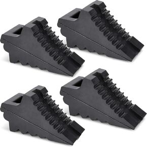 Wheel Chocks for Cars, RVs, Trucks, Trailers, and Vehicles G.V.W. up to 8T, 4 Pack - Anti Slip Bottom Tire Chock for All Weather Use - RV, Travel Trailer, Pop Up Camper Accessory