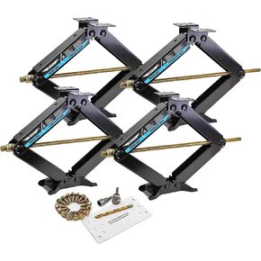 LIBRA Set of 4 9K lb Heavy Duty 24" RV Trailer Camper Stabilizer Leveling Scissor Jacks w/Dual Power Drill Sockets & Complete Set of Mounting Hardware -Model# 26098